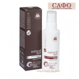  Слънцезащитен спрей за лице и тяло SPF 30  Alkemilla Natural Sun Latte Solare Spray SPF 30