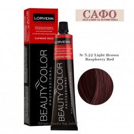 Боя за коса Лорвен Lorvenn Hair Professionals Beauty Color № 5.22 Light Brown Raspberry Red 