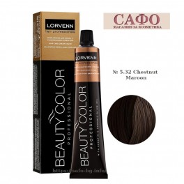 Боя за коса № 5.32 Chestnut Maroon Lorvenn Permanent Hair Color Beauty Color Chocolate - Coffee Боя за коса № 5.32 Chestnut Maroon Lorvenn Permanent Hair Color Beauty Color Chocolate - Coffee
