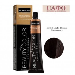 Боя за коса № 5.5 Light Brown Mahogany Lorvenn Permanent Hair Color Beauty Color Red Mahogany Copper Боя за коса № 5.5 Light Brown Mahogany Lorvenn Permanent Hair Color Beauty Color Red Mahogany Copper