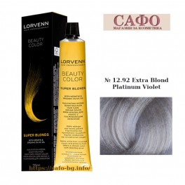Боя за коса № 12.92 Extra Blond Platinum Violet Lorvenn Permanent Hair Color Beauty Color Боя за коса № 12.92 Extra Blond Platinum Violet Lorvenn Permanent Hair Color Beauty Color