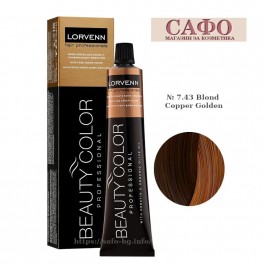Боя за коса № 7.43 Blond Copper Golden Lorvenn Permanent Hair Color Beauty Color Red Mahogany Copper Боя за коса № 7.43 Blond Copper Golden Lorvenn Permanent Hair Color Beauty Color Red Mahogany Copper