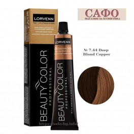 Боя за коса № 7.44 Deep Blond Copper Lorvenn Permanent Hair Color Beauty Color Red Mahogany Copper Боя за коса № 7.44 Deep Blond Copper Lorvenn Permanent Hair Color Beauty Color Red Mahogany Copper