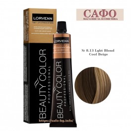 Боя за коса № 8.13 Lght Blond Cool Beige Lorvenn Permanent Hair Color Beauty Color Боя за коса № 8.13 Lght Blond Cool Beige Lorvenn Permanent Hair Color Beauty Color