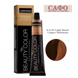 Боя за коса № 8.45 Light Blond Copper Mahogany Lorvenn Permanent Hair Color Beauty Color Red Mahogany Copper Боя за коса № 8.45 Light Blond Copper Mahogany Lorvenn Permanent Hair Color Beauty Color Red Mahogany Copper