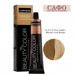 Боя за коса № 9.13 Very Light Blond Cool Beige Lorvenn Permanent Hair Color Beauty Color Боя за коса № 9.13 Very Light Blond Cool Beige Lorvenn Permanent Hair Color Beauty Color